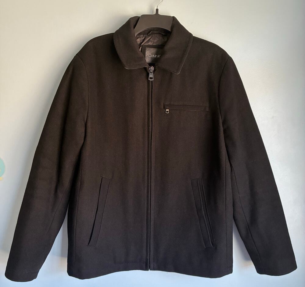 Calvin Klein Men's Wool Blend Zip Jacket Coat Black Men's Medium